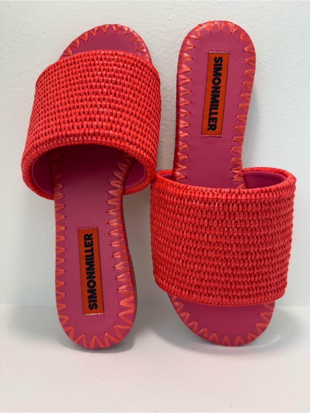 Simon Miller Coral Red Woven Slide Sandals